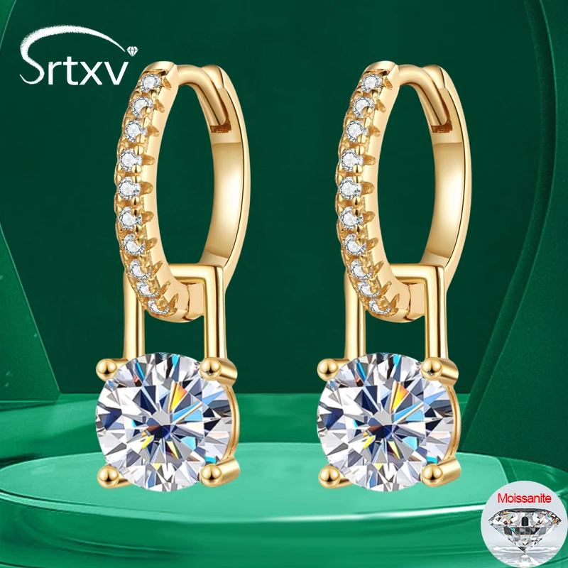 

Женские серьги-капли с муассанитом 6,5 мм D, сверкающие блестящие серьги S925, стерлинговое серебро, 18 К, свадебные серьги-кольца, ювелирные изделия