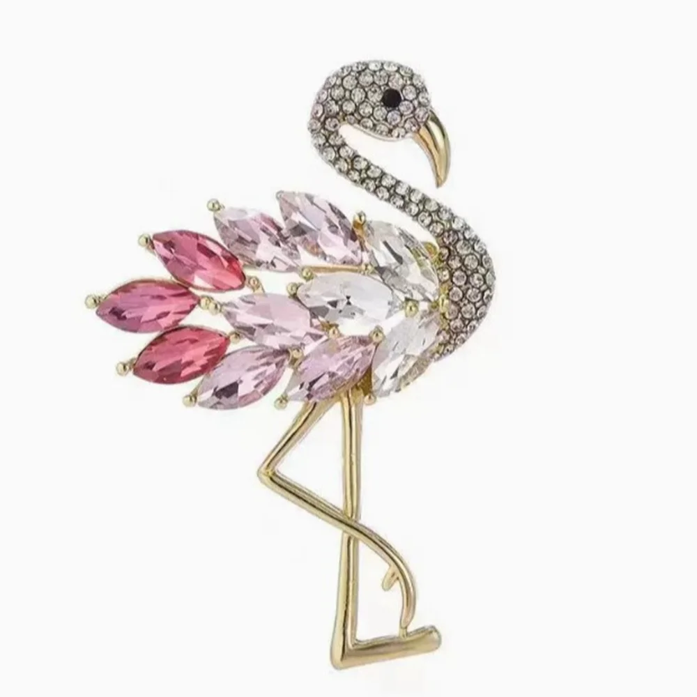 Creative Zircon Red-crowned Crane Brooch, Niche Design Women's Anti-Exposed Pin, High Luxury Scarf Buckle, Suit Accessories