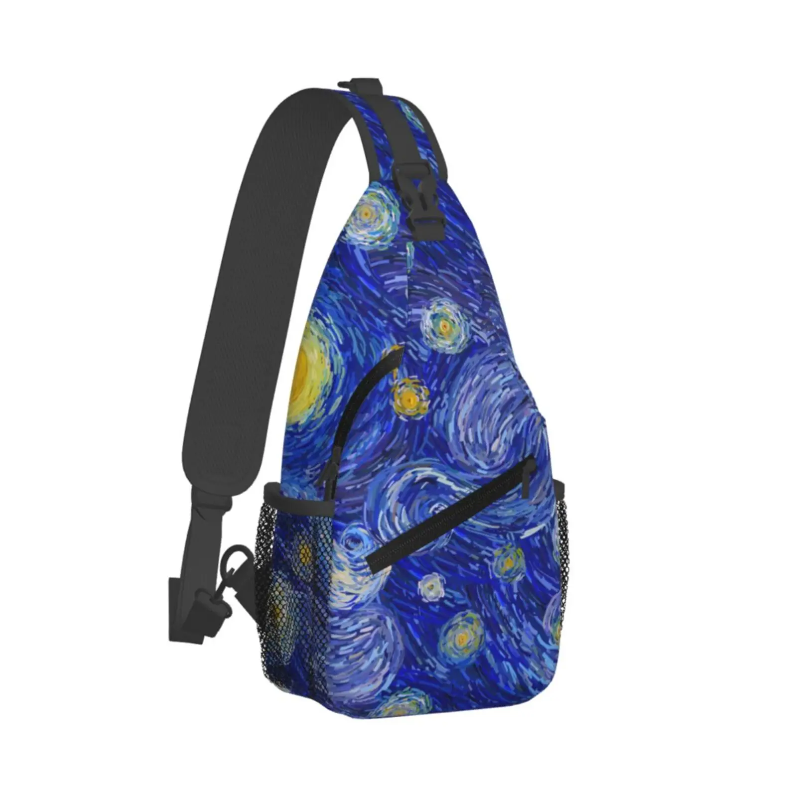 Scottish Terrier Van Gogh Starry Night Boho Chic Sling Chest Crossbody Bag Men Casual Shoulder Backpack for Travel Cycling