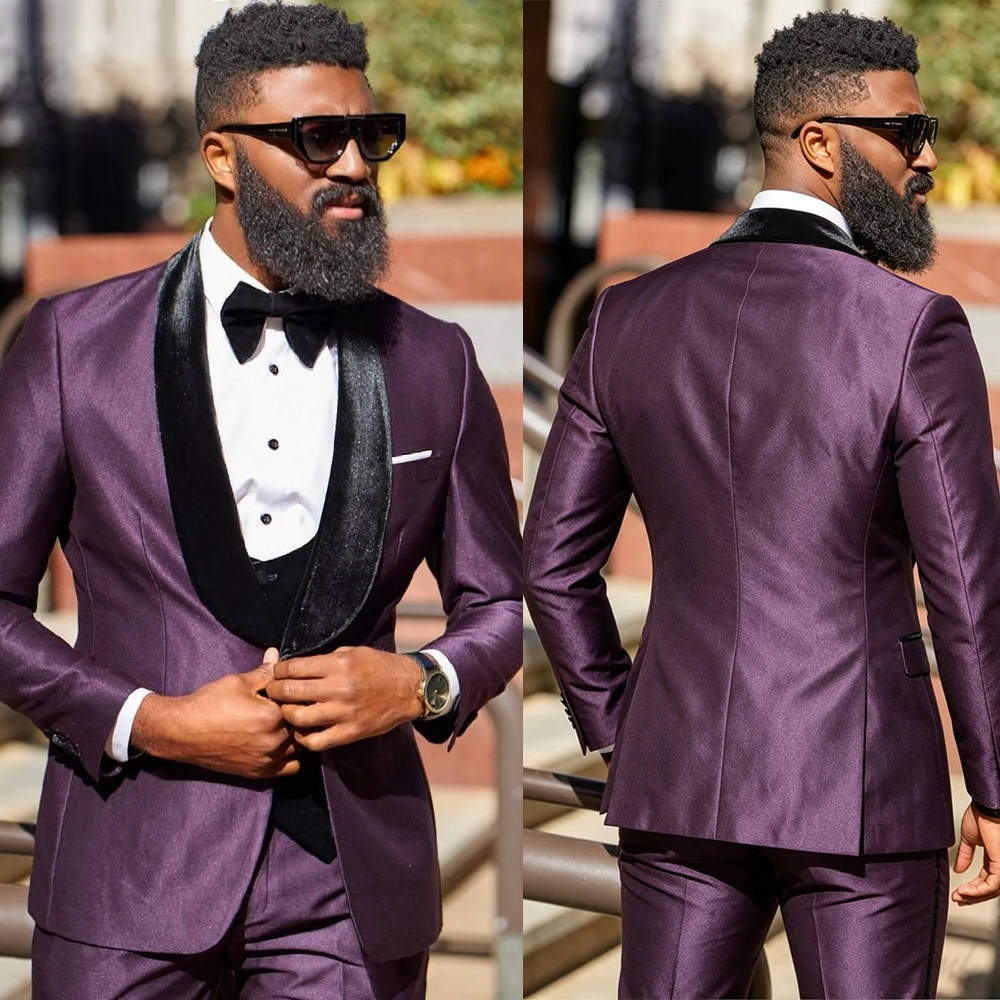 Modern 2 Pieces Men's Suits One Button Shawl Lapel Prom Male Blazers Loose Fit Customized Formal Party Costume Homme
