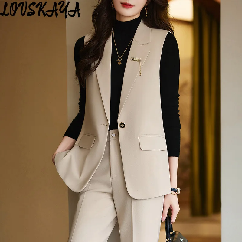 Leisure temperament goddess style short vest jacket jacket jacket suit vest suit pants for women's autumn and winter new styles