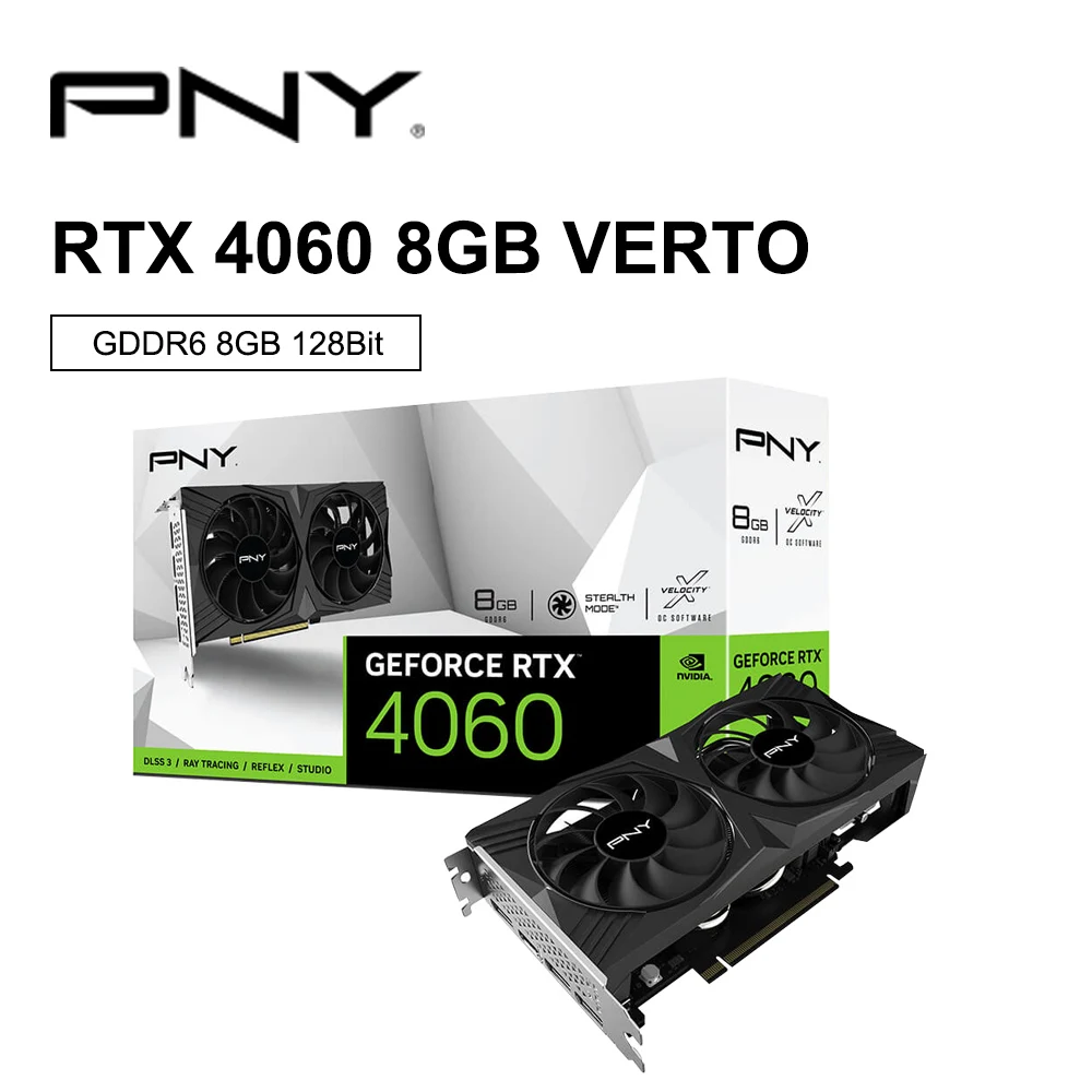 

New PNY GeForce RTX 4060 8GB Gaming VERTO Graphic Card GDDR6 Nvidia RTX4060 GPU Video Cards 8Pin 128Bit 4060 placa de vídeo