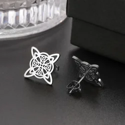 Unift Tiny Celtics Witch Knot Stud Earrings for Women Nordic Amulet Protection Vintage Stainless Steel Studs Jewelry Gift