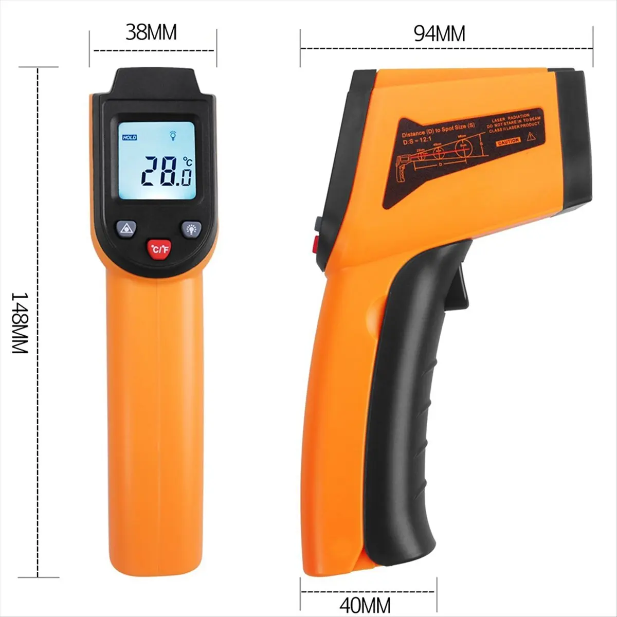 Infrared Thermometer -50°C to 400°C(-58°F to 752°F),Kitchen Digital Laser Infrared Temperaturer or Objects and Water