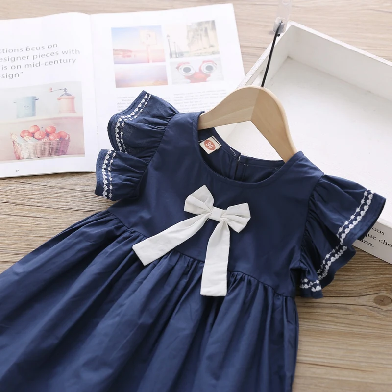 Summer Baby Girl Princess Dress Casual Fashion Baby Girl Flying Sleeve Bow-knot Princess Dress Kids Clothing For 1-6 Years Old image 5