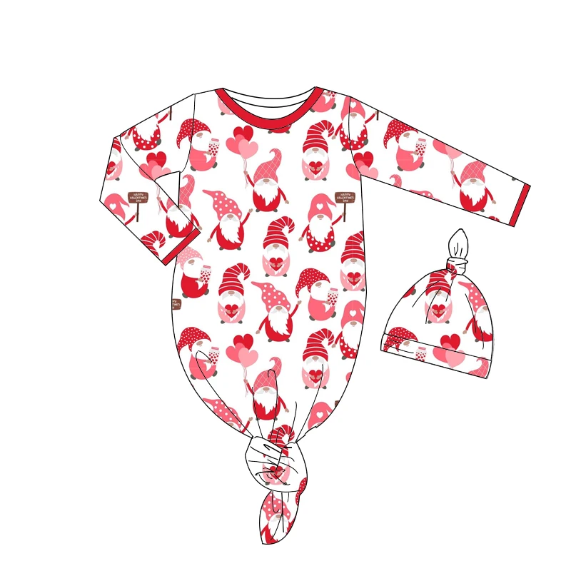Boutique children's suit Valentine's Day baby clothing long-sleeved jumpsuit love cartoon print hat baby jumpsuit