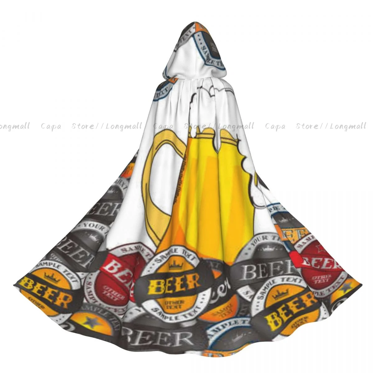 

Плащ с изображением холодного пива на Хэллоуин для взрослых, накидка с капюшоном, средневековый костюм, платье в полный рост, пальто