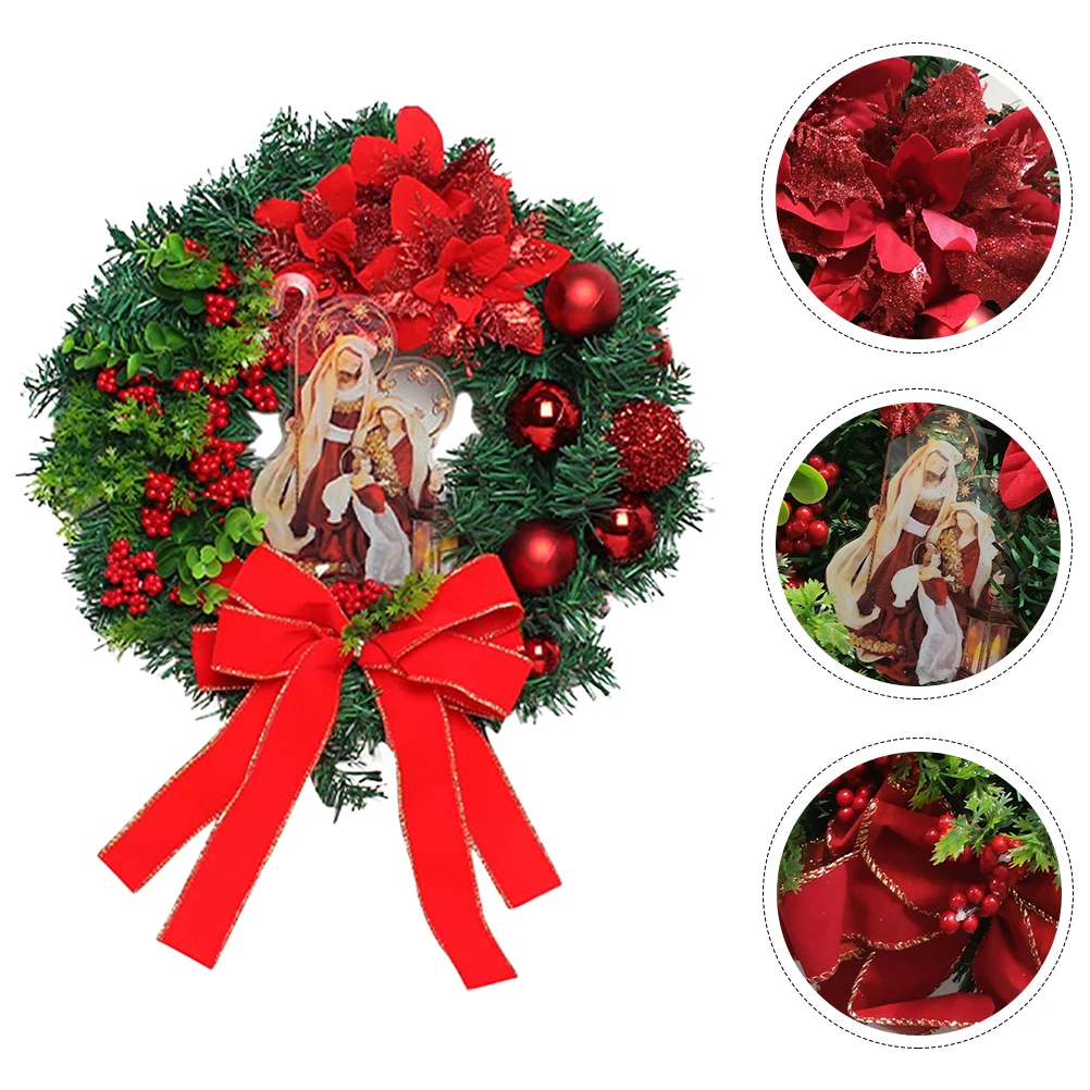 

1pc Christmas Garland Xmas Wreath Artificial Berries Door Hanging Wall Decor Pendant Festival Decoration Xmas Wreath Garlands