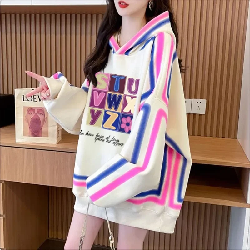 New In Korean Spring and Autumn Hoodies Outerwears Aesthetic Sport Basic Women's Hooded Sweatshirts Cheap Novelty Xxl Female Top