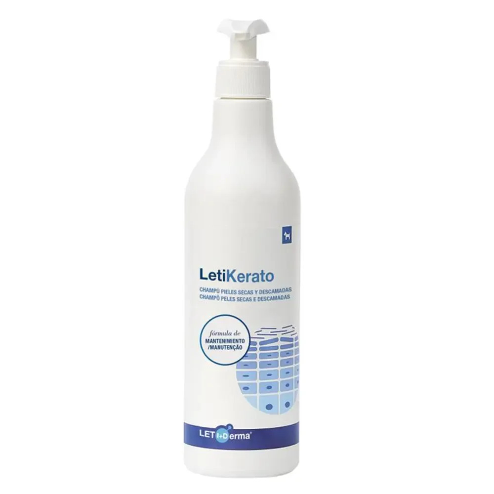 LetiKerato champú 500 ml ml trata, regenera y protege la piel seborreica y descamada del perro Leti