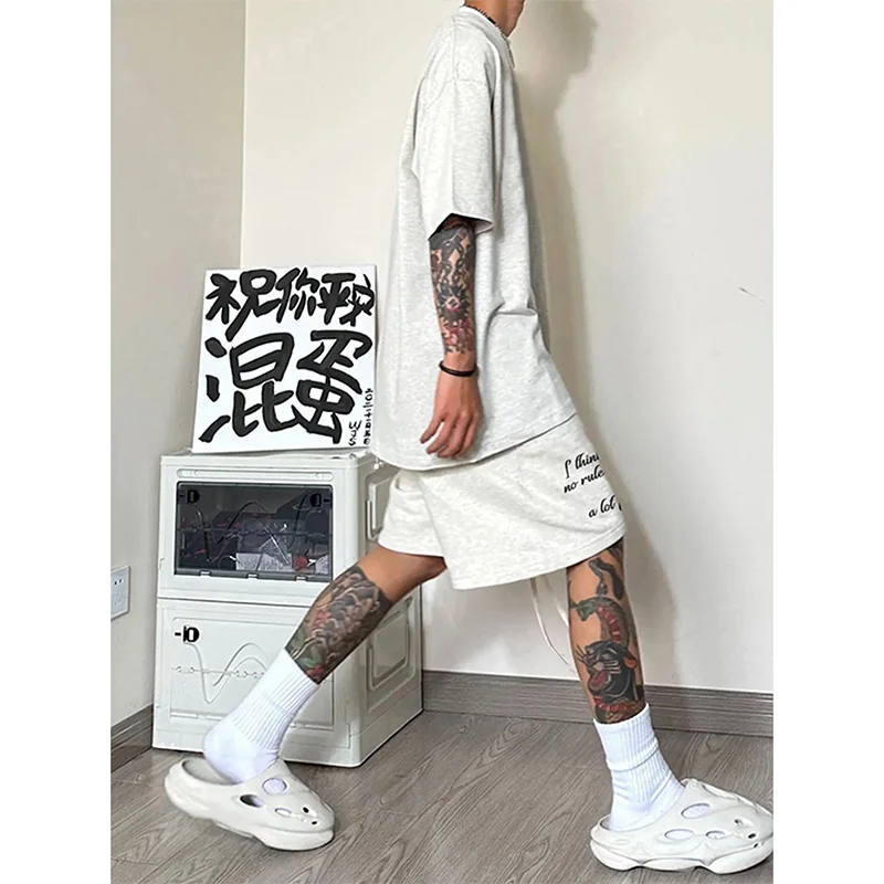 American Hiphop Casual Shorts Men's Summer Fashion Brand Versatile Loose Couple Drawstring Sports Capris