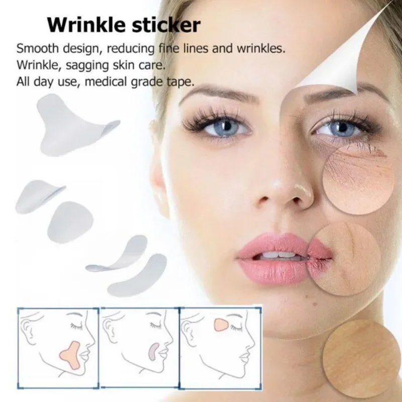 

63pcs(12+24+27) Facial Line Wrinkle Sagging Skin Lift Up Tape Frown Smile Lines Forehead Anti-Wrinkle Patches Anti-aging Sticker