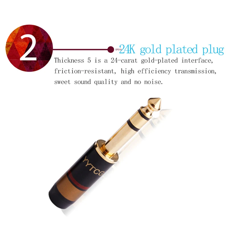 1PCS Stereo Jack 6.35mm 6.3mm Male Jack Connector 6.35 Speaker Plug Gold-plated Audio Connector