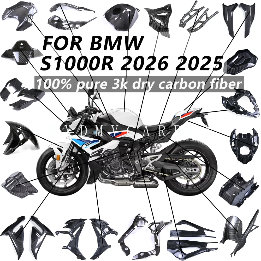 Für BMW S1000R 2026 2025 Motorradteile 3K Trockene Kohlefaser Karosserie Rahmen Kotflügel Kraftstofftank Seitenverkleidungen Abdeckung Komplette Verkleidungssätze