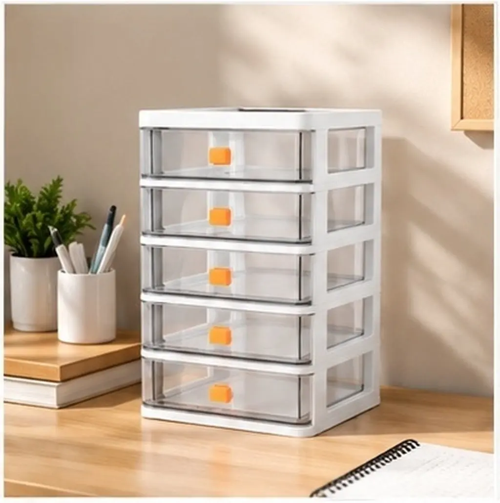 Drawer-Type Desktop Storage Box – PP Multi-Tier Organizer for Office, Study, Jewelry & Sundries