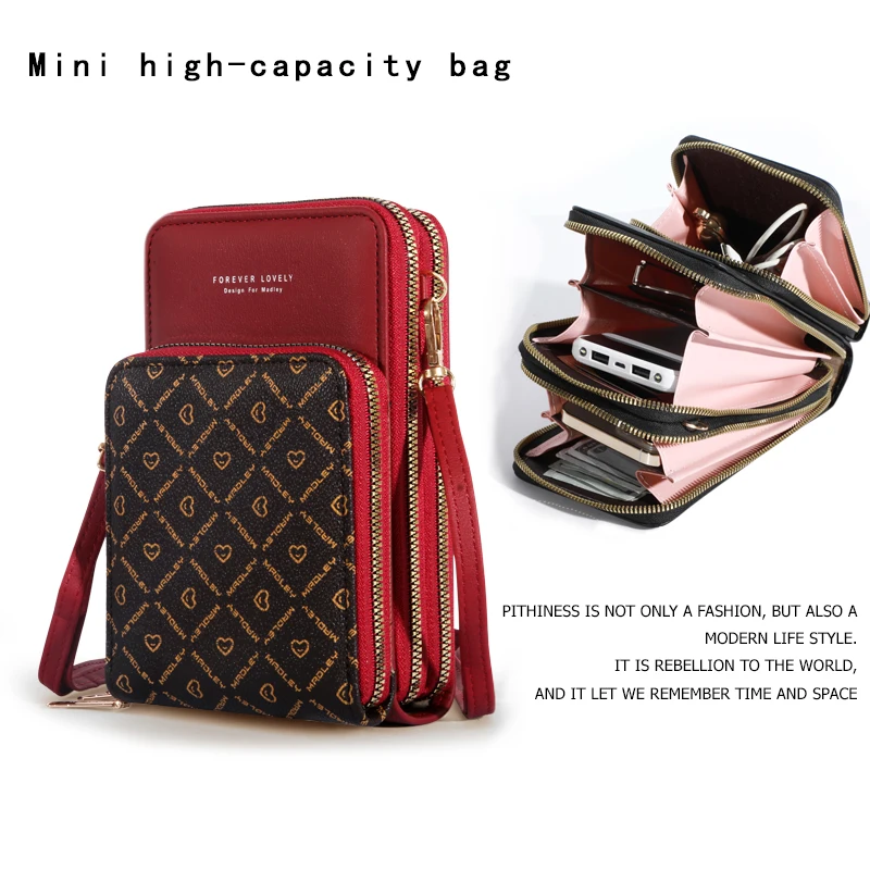 Elegant Touch Screen Crossbody Phone Bag - Chic Multi-Purpose Shoulder Wallet with Secure Zipper, Fashionable PU Material