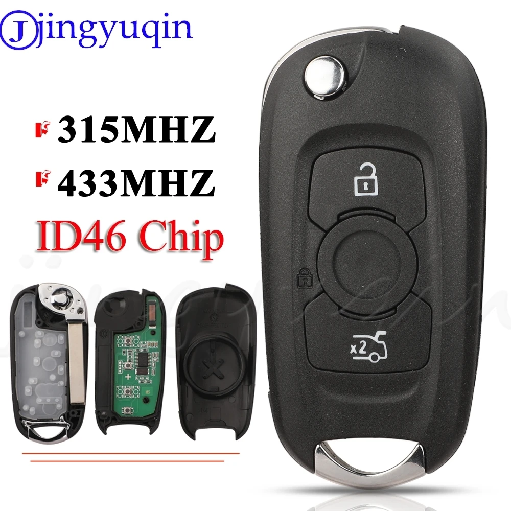 jingyuqin 3Buttons Flip Car Key Remote Fob 315MHz 433MHZ ID46 For Opel Astra K Buick Verano Regal Excelle GT/Excelle XT LaCROSSE