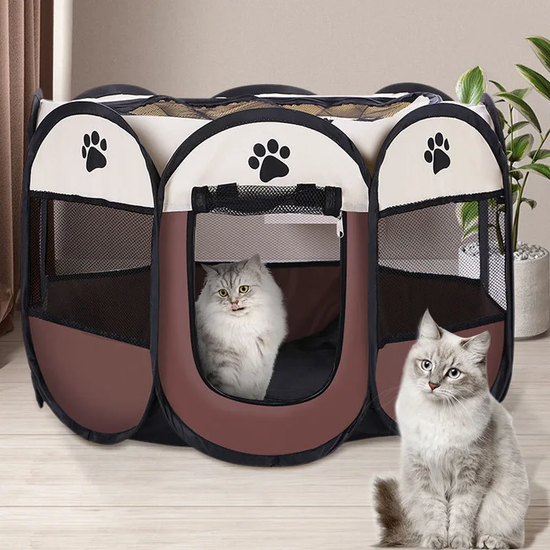 

Portable Foldable Pet Tent Kennel Easy Operation Outdoor Camping Oxford Cloth Pet Cage Octagonal Cat Accessories