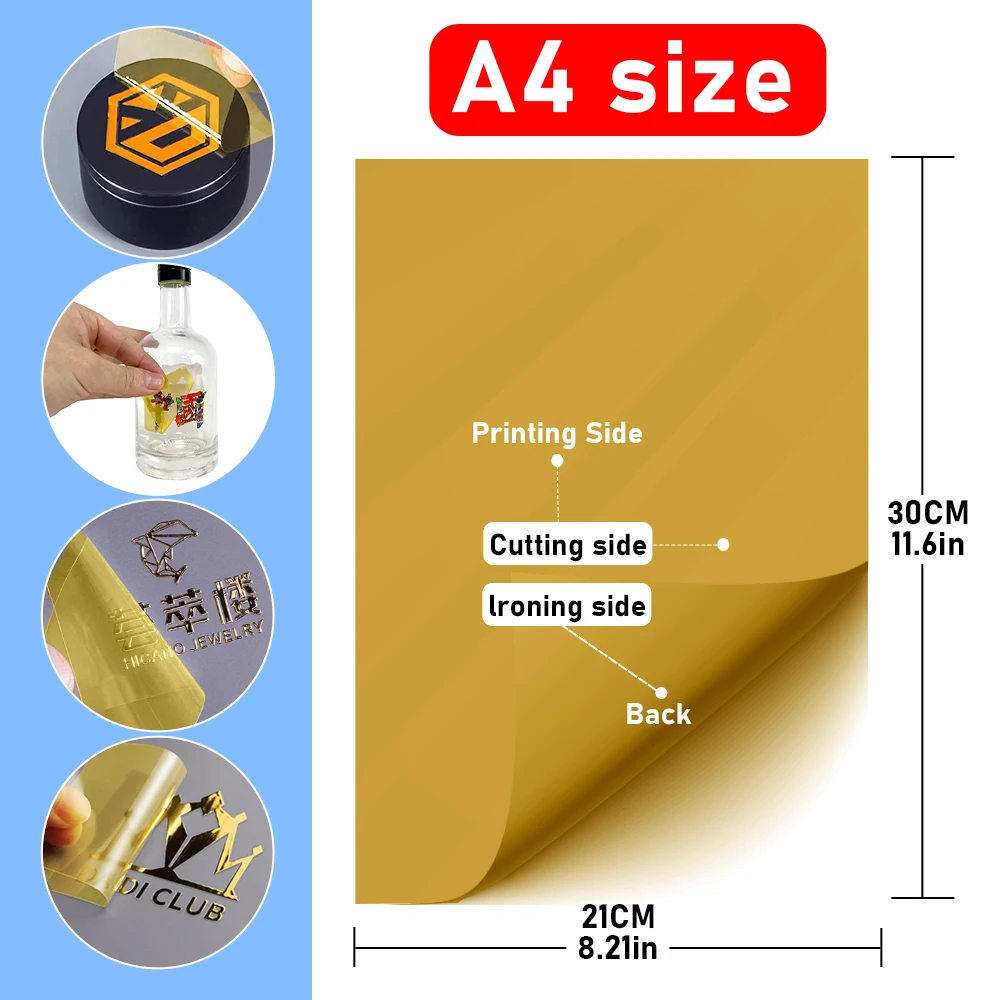 A3 A4 UV DTF A Film for 6090 4060 A1 A2 A3 A4 UV DTF Printers UV DTF Gold Film UV Stickers A3 A4 Gold UV DTF Film Sheets