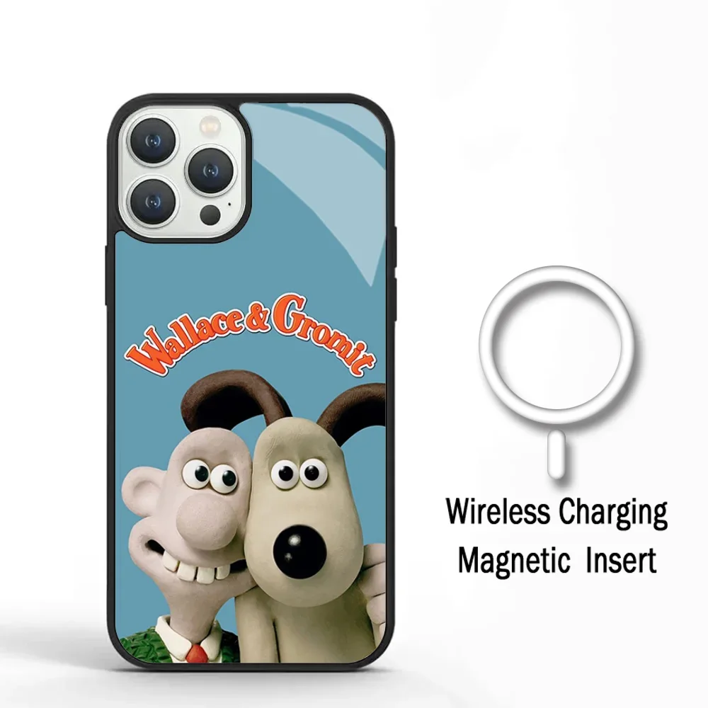 W-Wallaces And G-Gromit Phone Case For IPhone 11 12 13 14 15 Plus Pro Max Mirror Acrylic Cover For Magsafe Wireless Charging