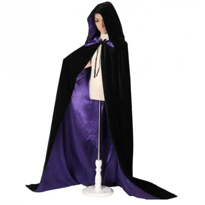 Mantello lungo a doppio strato con cappuccio e cintura Costume da spettacolo per giochi di ruolo per uomini e donne loween Par Costume di scena etnico