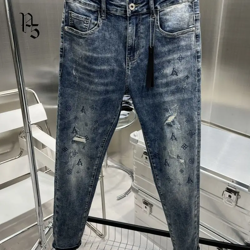 2025 Men's Casual Jeans Slim Fit Denim Pants with Ripped Spring Autumn Korean Style Streetwear Pants Boyfriend Classic Jeans