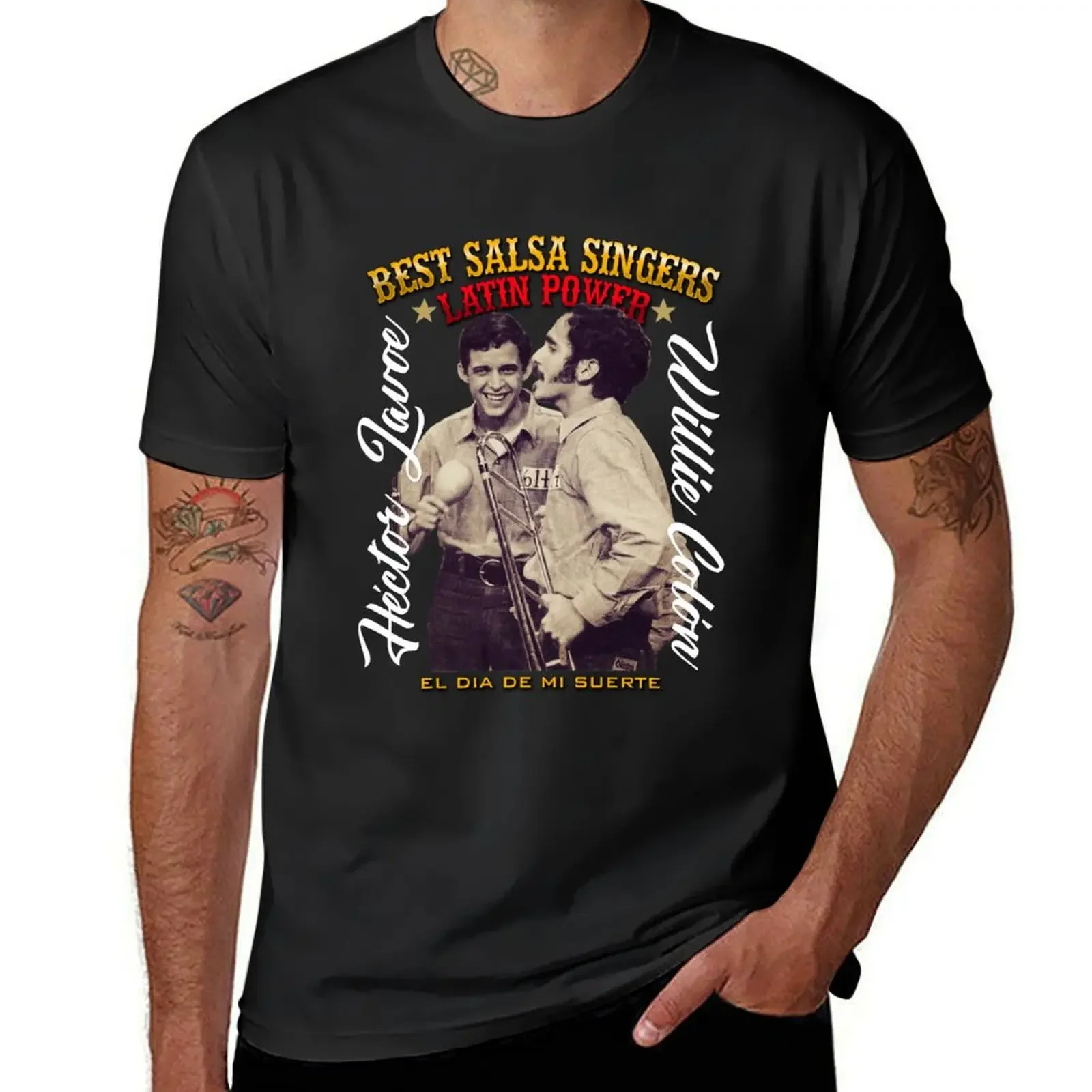 

Willie Colon, Hector Lavoe - El dia de mi Suerte. Fania T-Shirt plus size clothes heavyweights plus sizes luxury clothes men