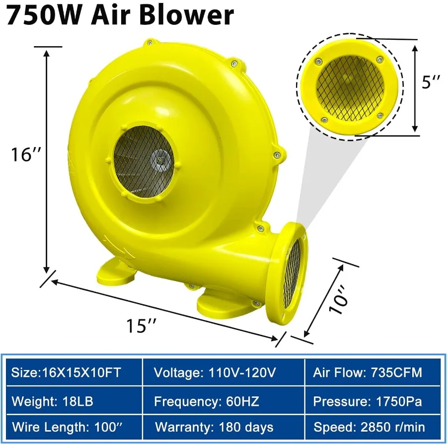 750 واط 1HP التجارية نفخ الحارس منفاخ منفاخ الهواء للخارجية ترتد المنازل شرائح المياه الأرائك الهوائية كشك الطلاء وغيرها