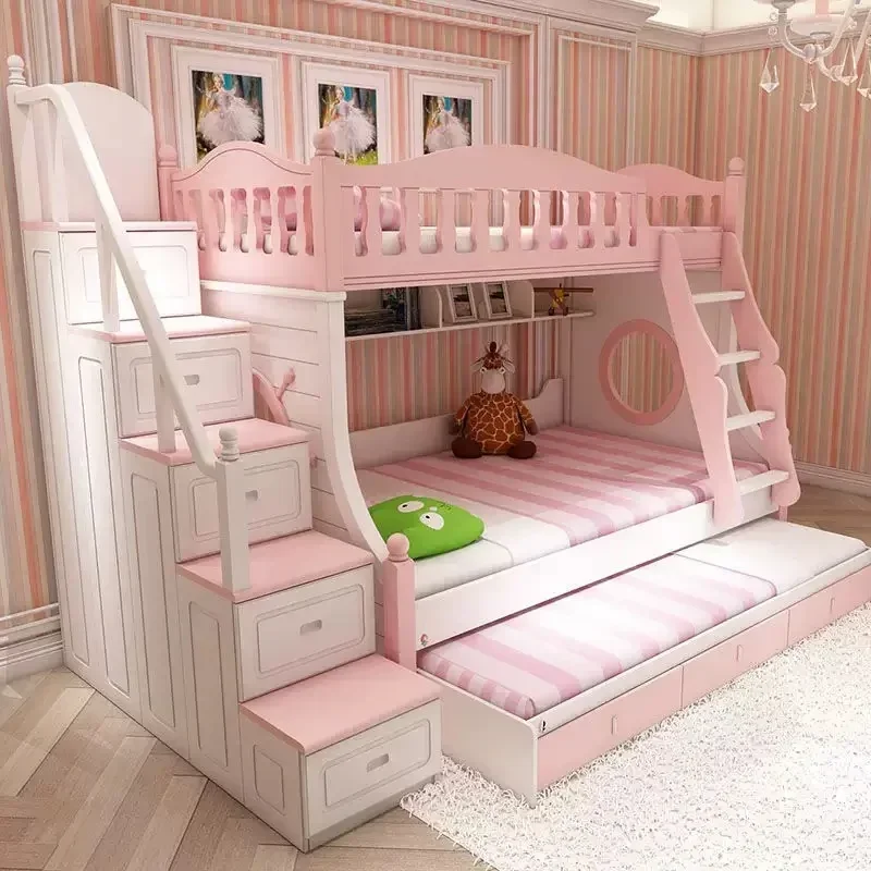 

Solid Wood Full over Twin & Twin Bunk Bed with 3 Storage Drawers, for Bedroom for Girl Kids Adult