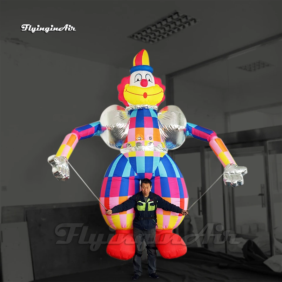 

Funny Parade Performance Walking Inflatable Joker Puppet 3.5m Colorful Cartoon Figure Blow Up Clown Costume For Event