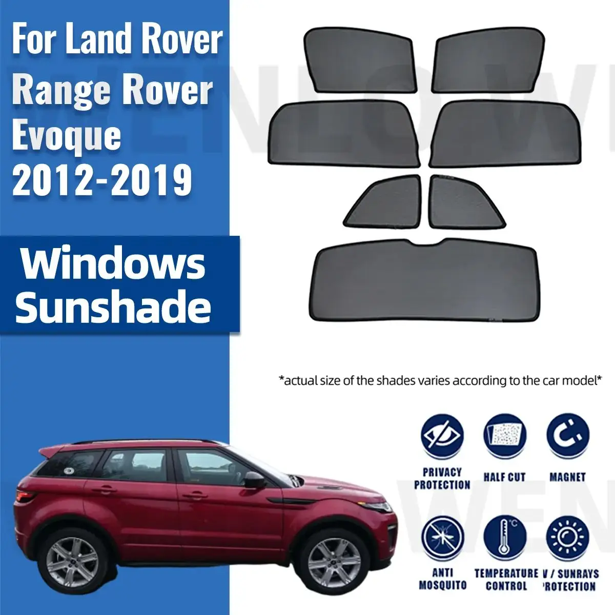 For Land Rover Range Rover Evoque 2012-2019 Car Sunshade Front Windshield Mesh Curtain Rear Side Window Sun Visor Shade Blind