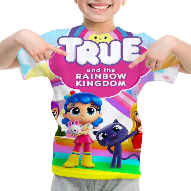 Kawaii True and the Rainbow Kingdom Print T-shirt Boys Girls Cartoon T shirt Harajuku Tops Tees Summer Short Sleeve Kids T Shirt