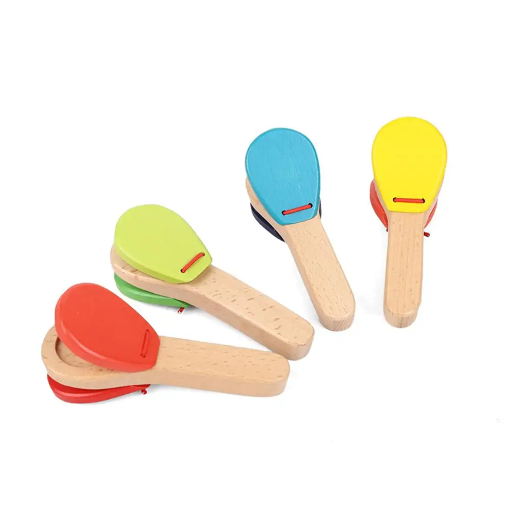 

Wooden Castanet Musical Toy Percussion Instrument for Children Hand Eye Coordination Training Lightweight Portable