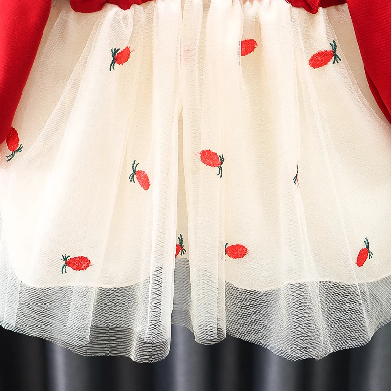 فستان بناتي جديد للربيع والخريف بعمر 0-3 سنوات فستان أميرات شبكي بأكمام طويلة للأطفال #6