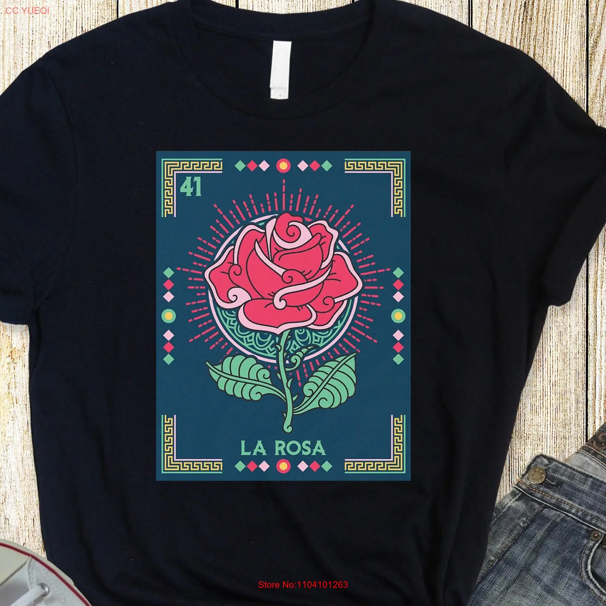 La Rosa Loteria Mexicana Mexican Lottery T Shirt long or short sleeves