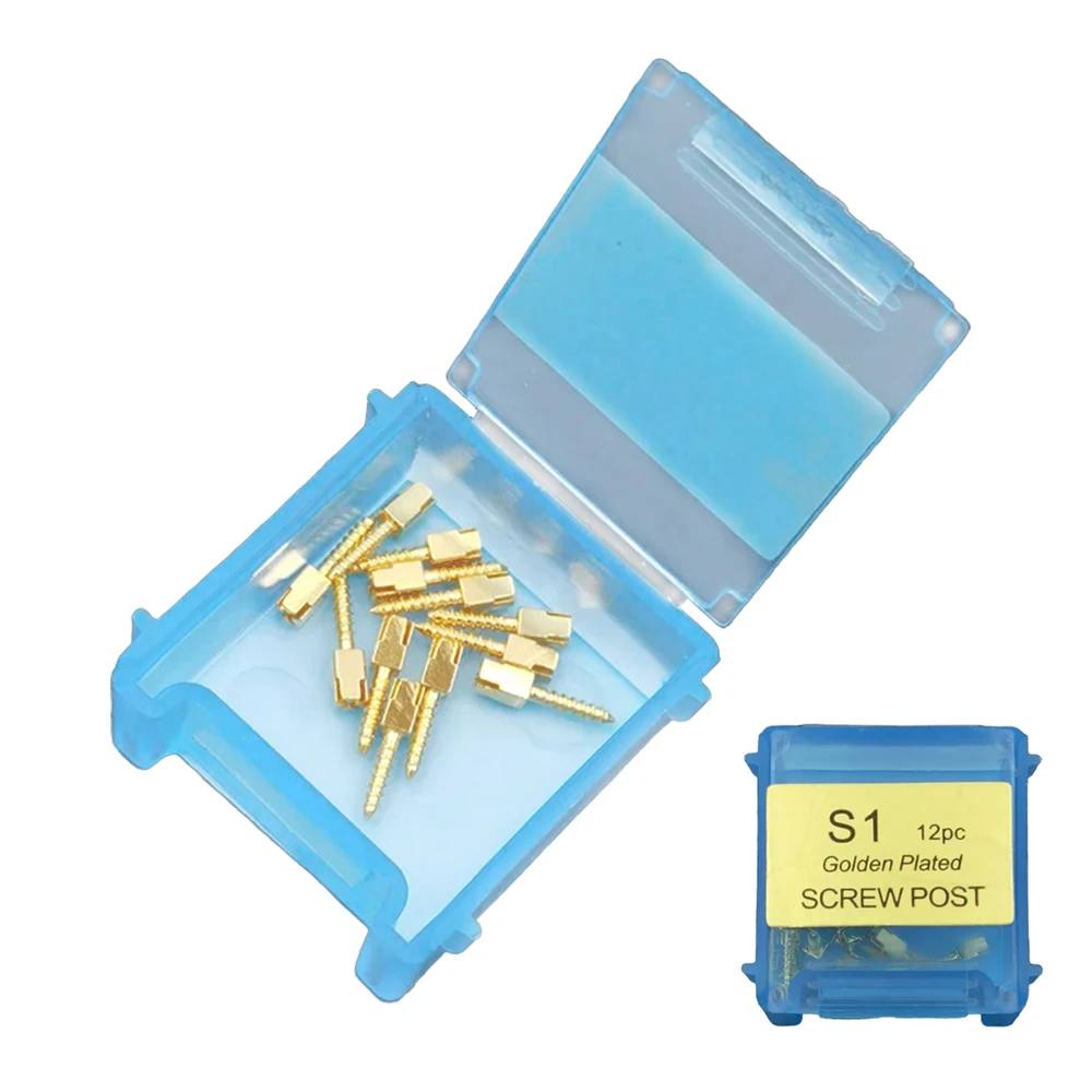 12pcs Premium Gold Plated Screw Post Kit (Stainless Steel) - Conical Retention Posts All Sizes S/M/L/XL Single Pack Refills