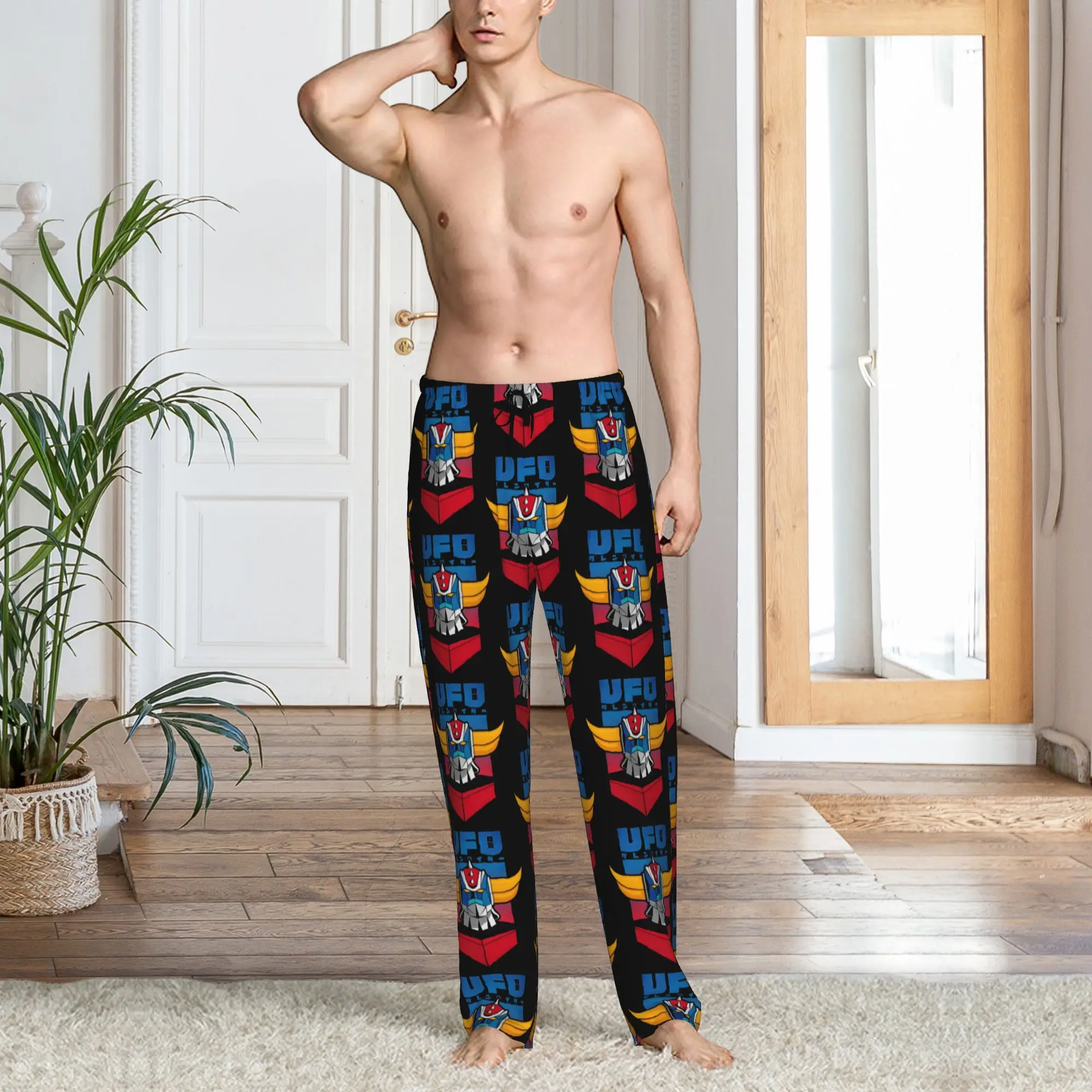 Custom G-Grendizer Pajama Pants for Men Robot Manga Sleepwear Lounge Sleep Bottoms Stretch with Pockets - view 6