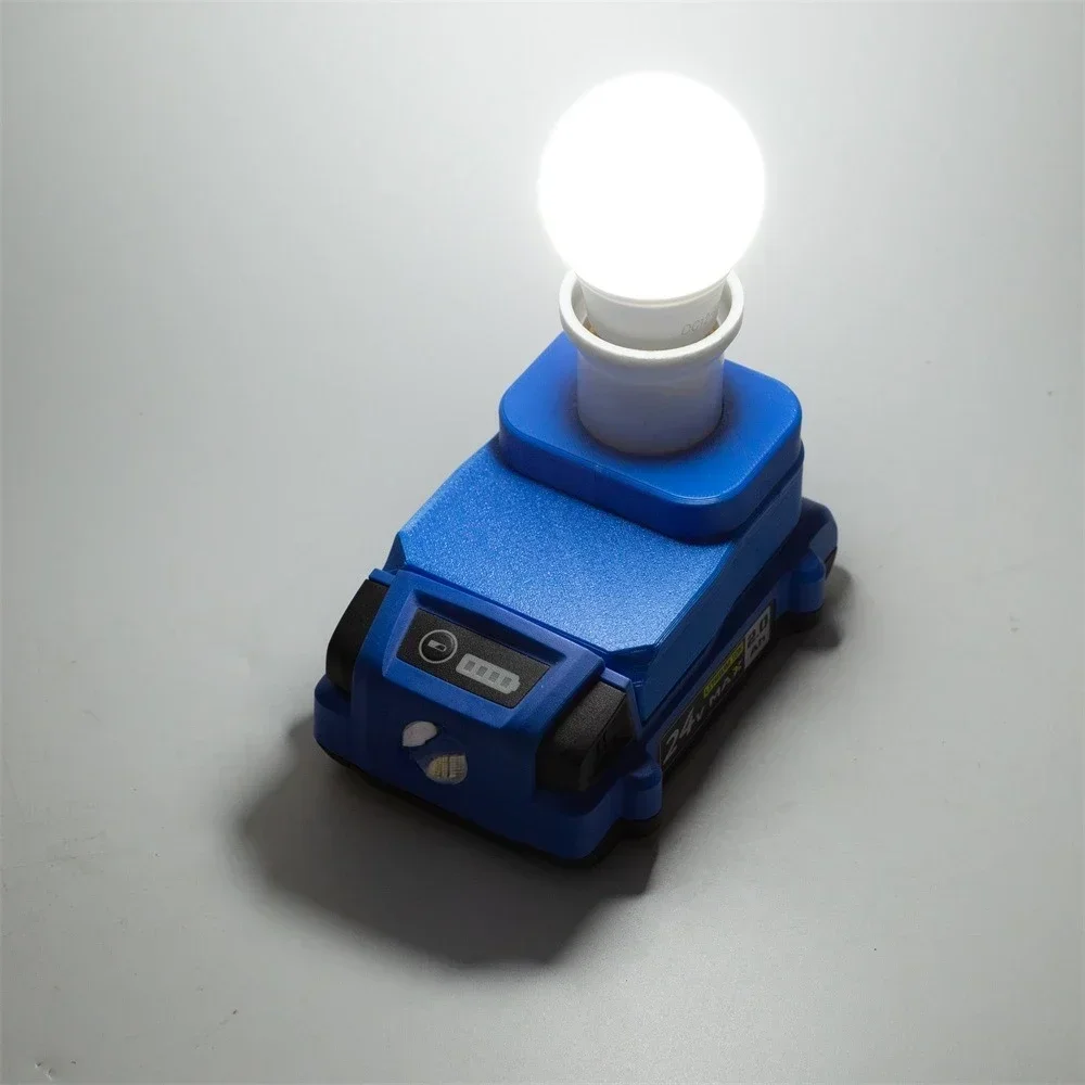 Portable LED Work Light for Kobalt 24V Max Low Profile Li-ion Battery E27 Base Adapter Wear 5W Ball Bulb for Emergency Light