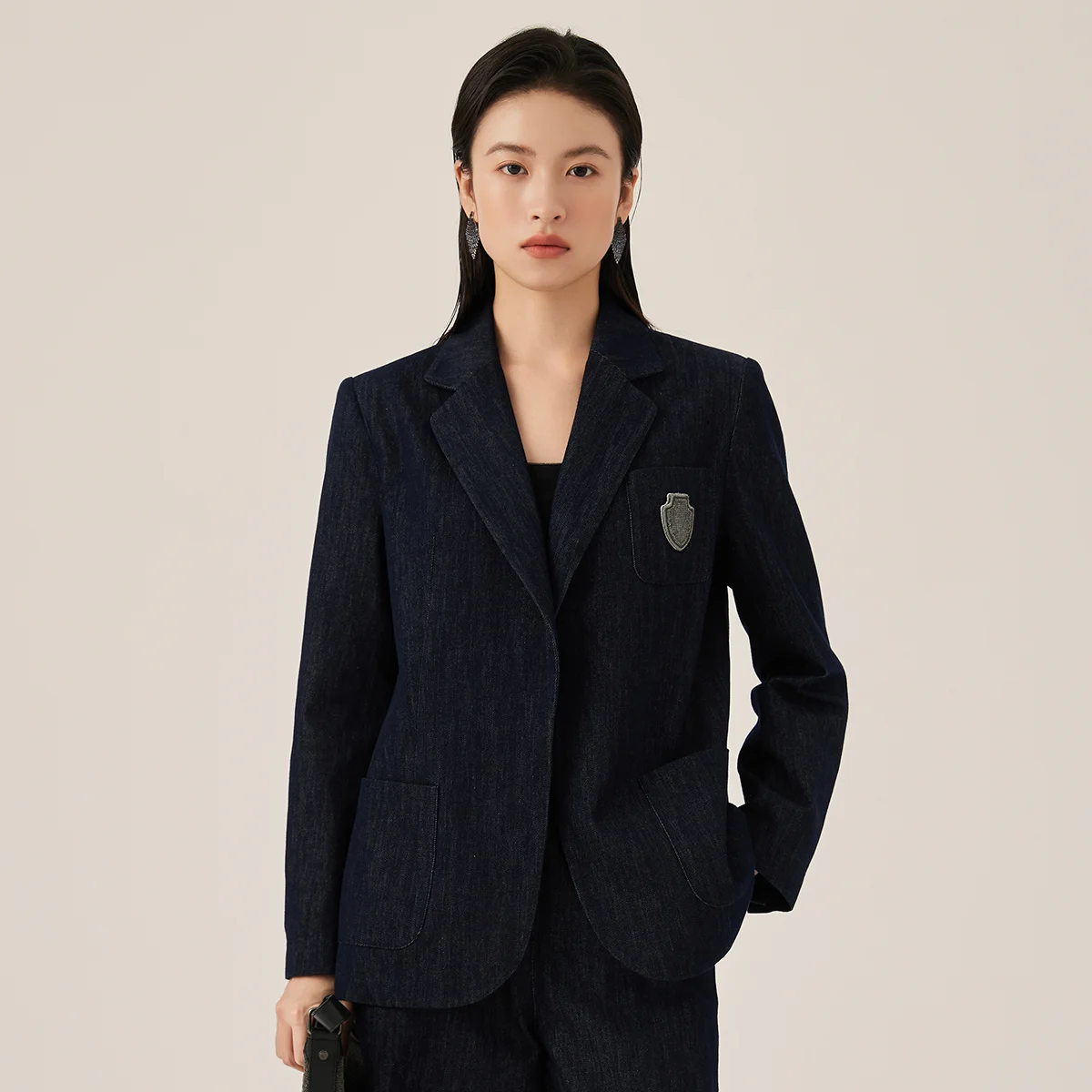 KX7523318 Luxury Women’s Denim Blazer 90% Cotton Jacket Premium Fit Designer Style Casual Suit Coat