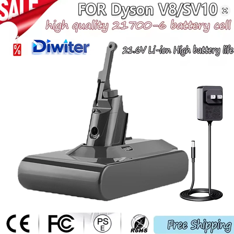 

21700 аккумулятор 12800 мАч 21,6 В для Dyson V8, аккумулятор Absolute V8, литий-ионный пылесос с животными SV10, серия пылесосов, аккумуляторная батарея
