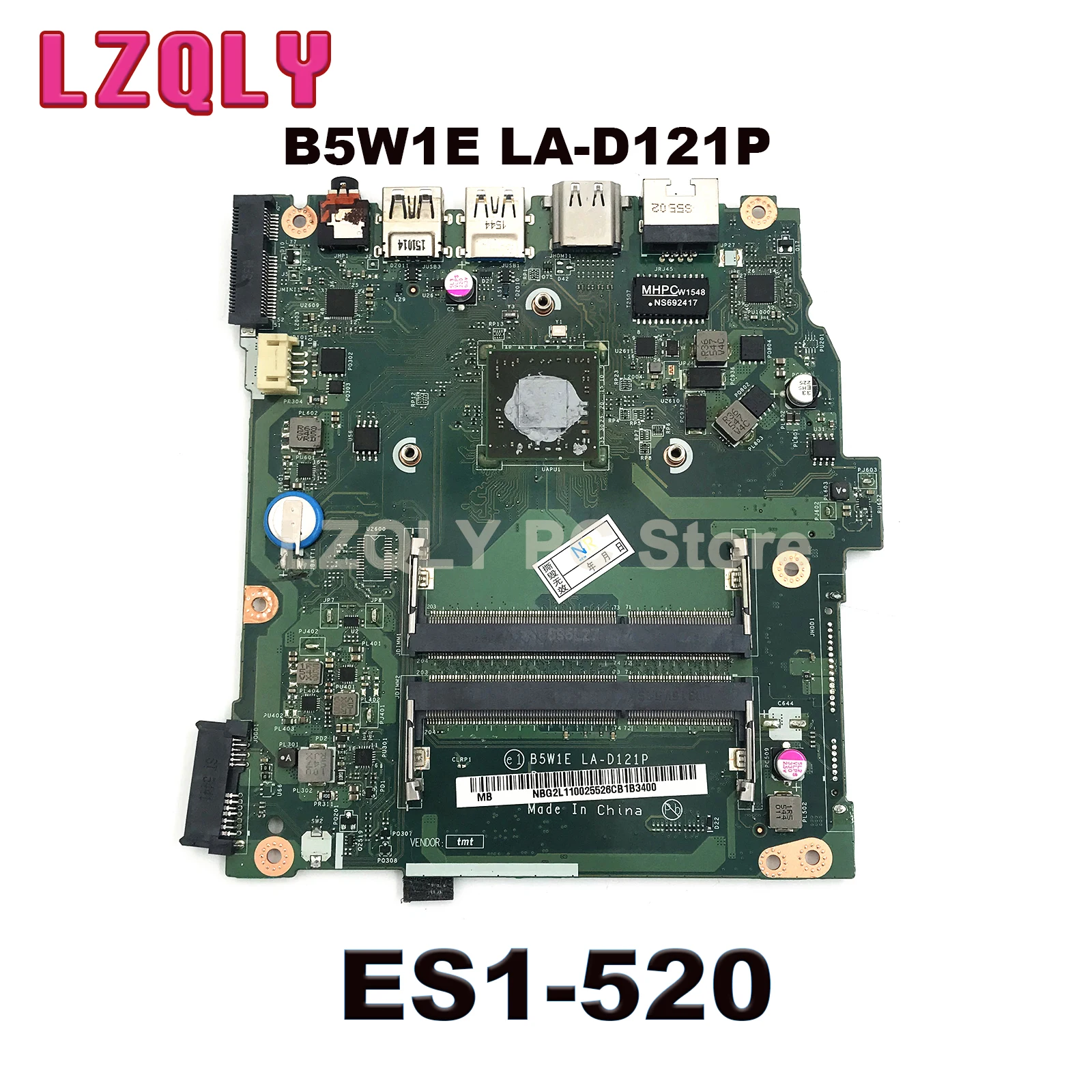 

For Acer Aspire ES1-520 ES1-521 ES1-522 Laptop Mainboard B5W1E LA-D121P NBG2K11002 NB.G2K11.002 DDR3 E1-6010 CPU DDR3 100%Test