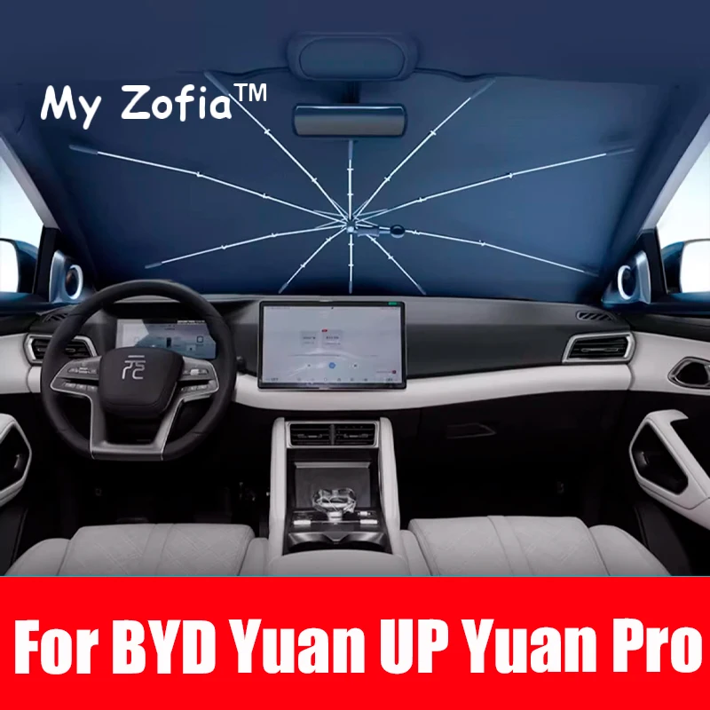 For BYD Yuan UP Yuan Pro 2024 2025 Car Windshield Sunshade Foldable Umbrella amry Front Heat Insulation Accessories