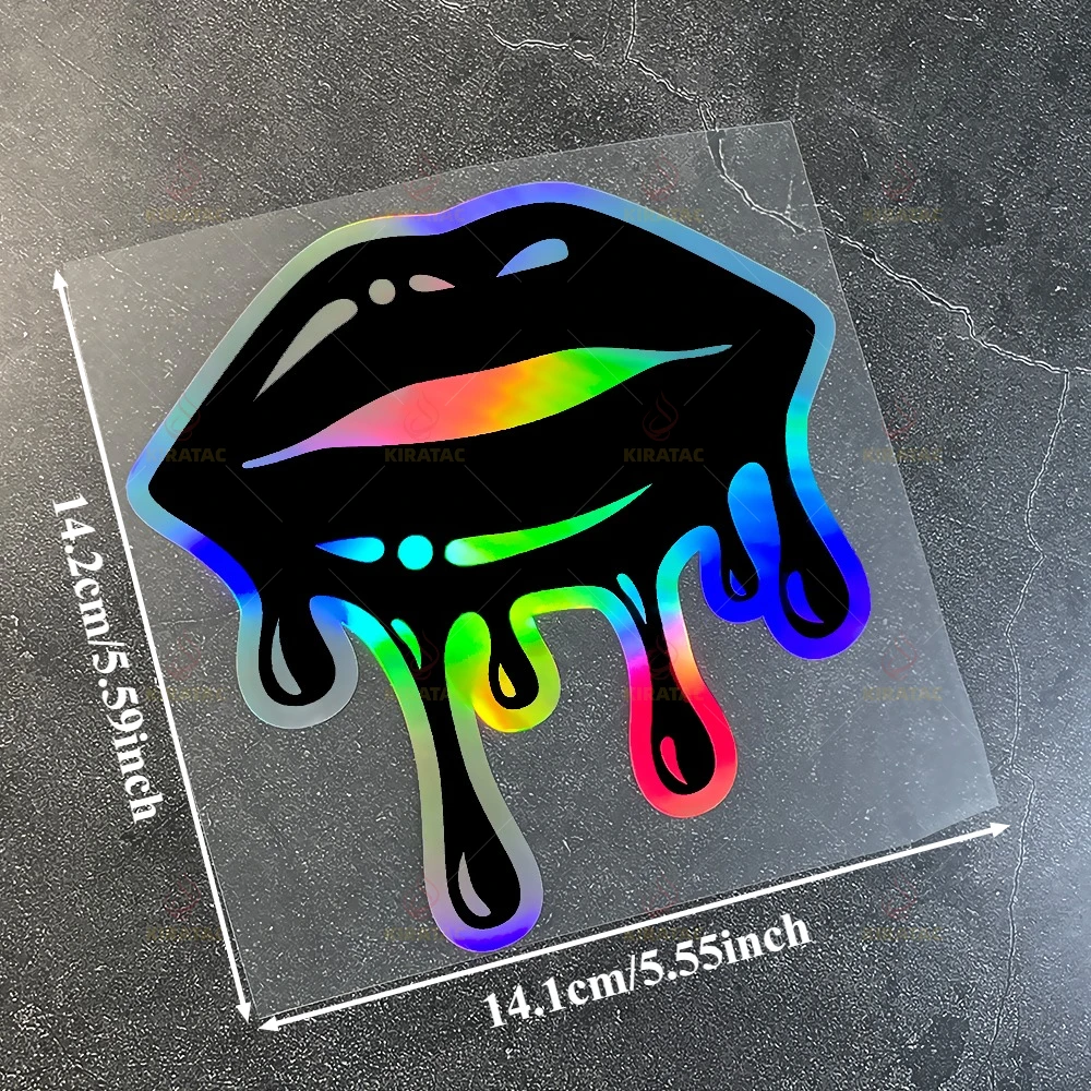 1Pc Holographic Dripping Lips Vinyl Sticker Waterproof Rainbow Gradient Decal for Car Motorcycle Helmet Laptop Scooter