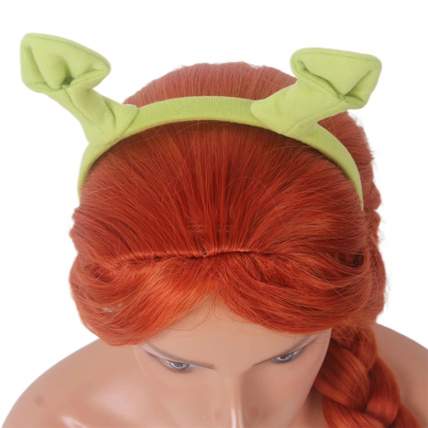 REEWES Halloween Masquerade Girls Adult Women Princess Fiona Cosplay Synthetic Wig Fancy Fairy Accessories Shrek Green Ear