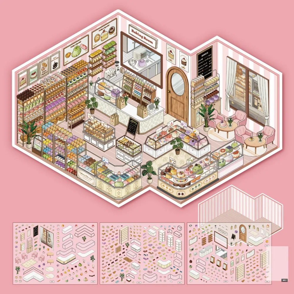 

Новая серия наклеек «Хлебная лавка»: миниатюрные 3D-наклейки из ПЭТ большого размера для снятия стресса, сцены из кабины, сделай сам