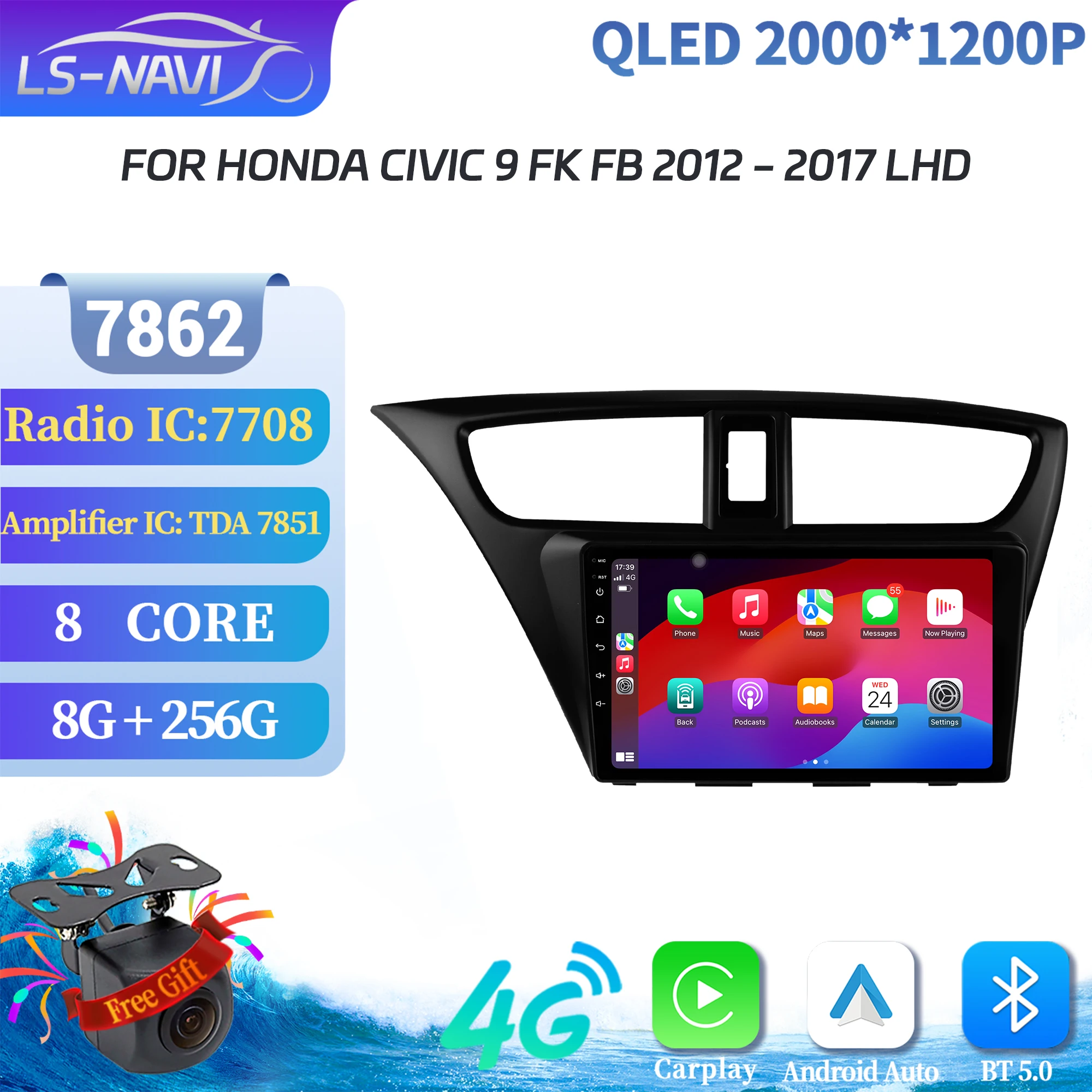 

Android 14 For Honda Civic 9 FK FB 2012-2017 LHD Car Radio Multimedia Navigation Wireless BT Carplay Touch 2K QLED Screen Stereo