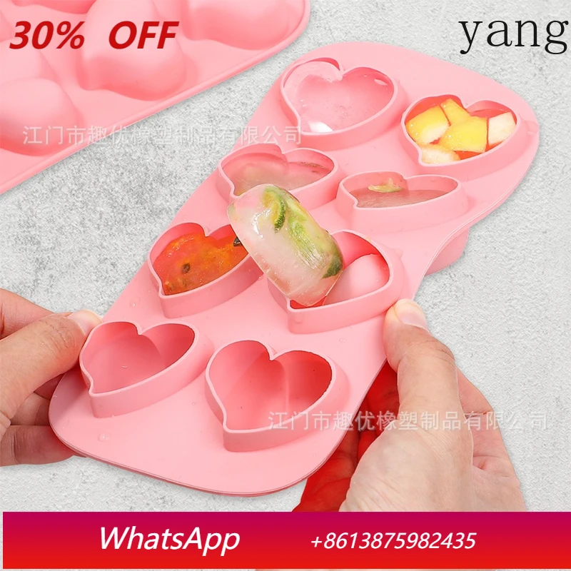 

Yjq 3pcs 8 grid love silicone ice grid film with Valentine's Day ice cube mold heart-shaped baking tool