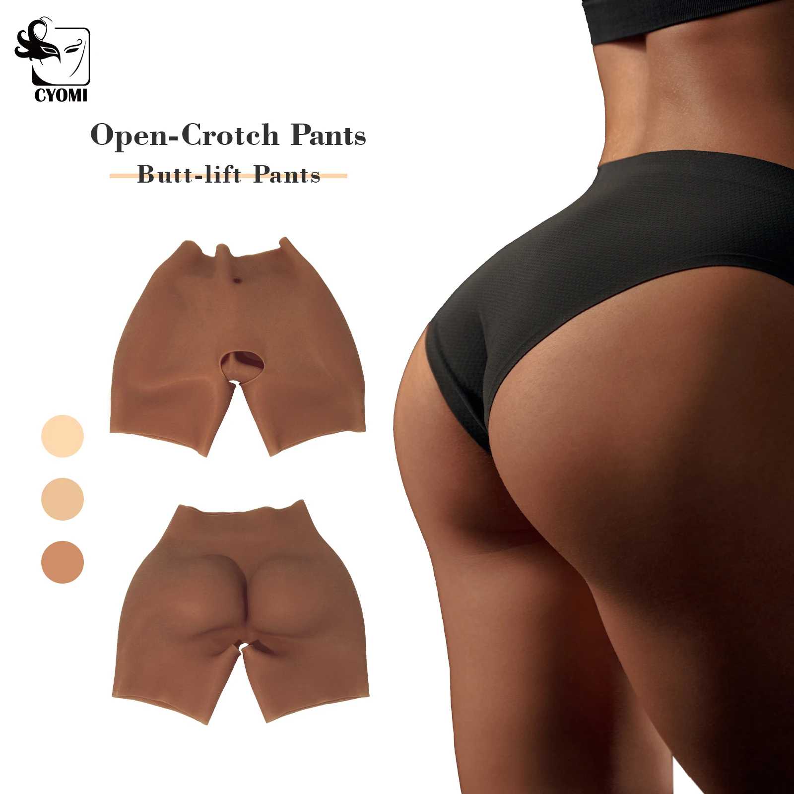 CYOMI Silicone Sexy Buttocks Enhancement Padded Pants Hip Butt Lifter Panties Open Crotch Shaper Underwear Big Ass Shapewear