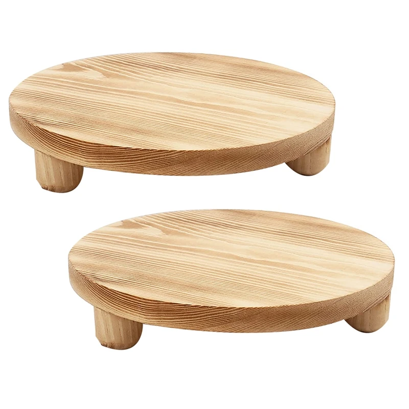 

2 Pack 10 Inch Wood Plant Stands Flower Pot Holder Round Pot Flower Pedestal Riser Holder For Indoor Outdoor Display