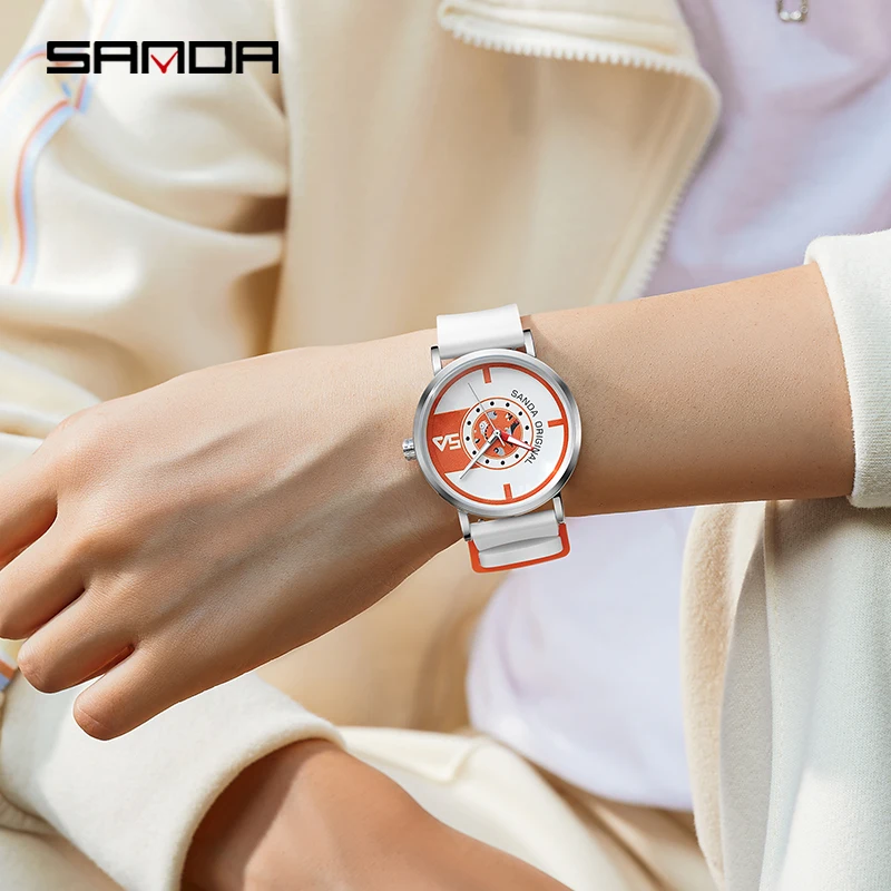 SANDA Ladies Watch Trend Creative Quartz Mens Sports Clock Fashion Casual Unisex Quartz Silicone Water proof Watch Reloj Señoras